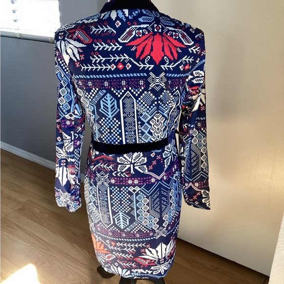 FLORYDAY Colorful Patterned Long Sleeve Coat With Velvet Accents M - Picture 5 of 10
